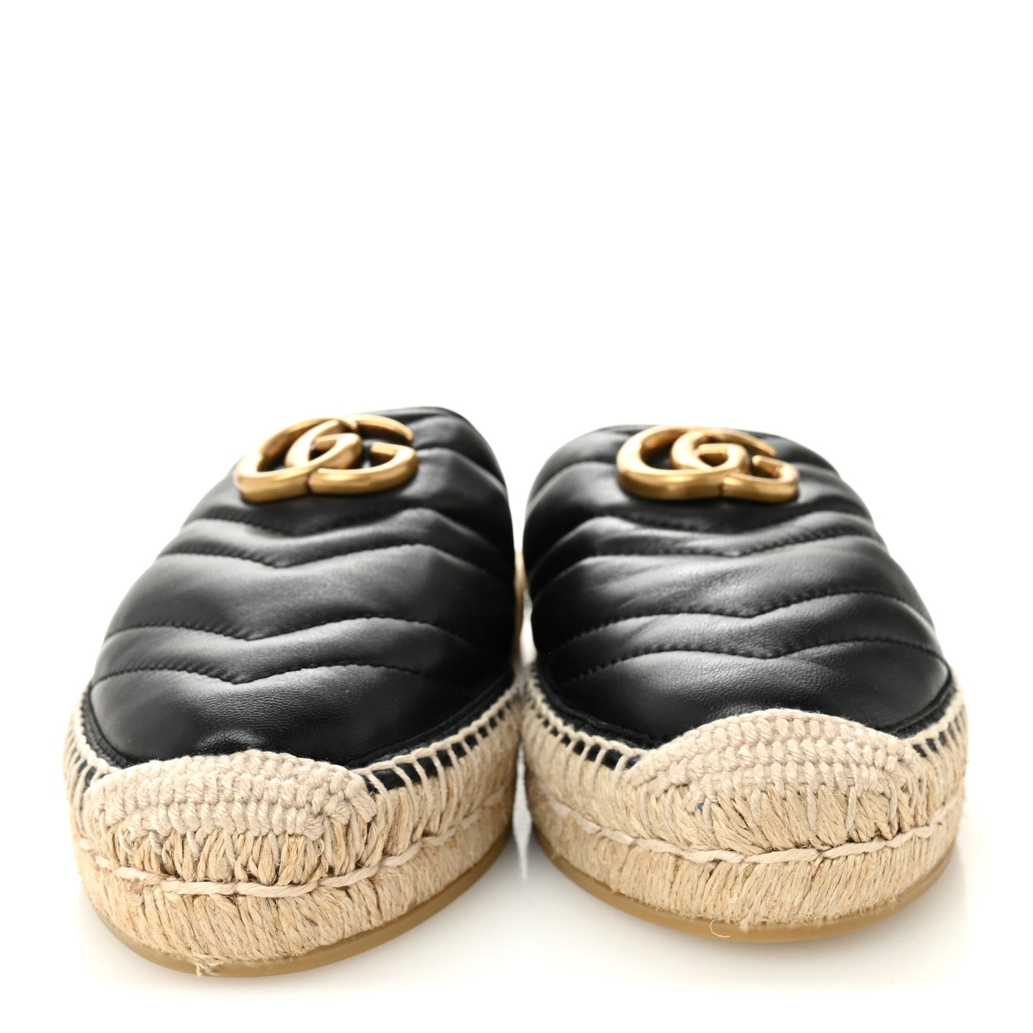 Gucci Nappa Matelasse GG Marmont Espadrille Slippers 36 Black