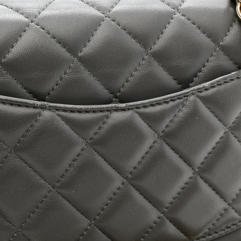 Chanel Lambskin Quilted Mini Rectangular Flap Dark Grey