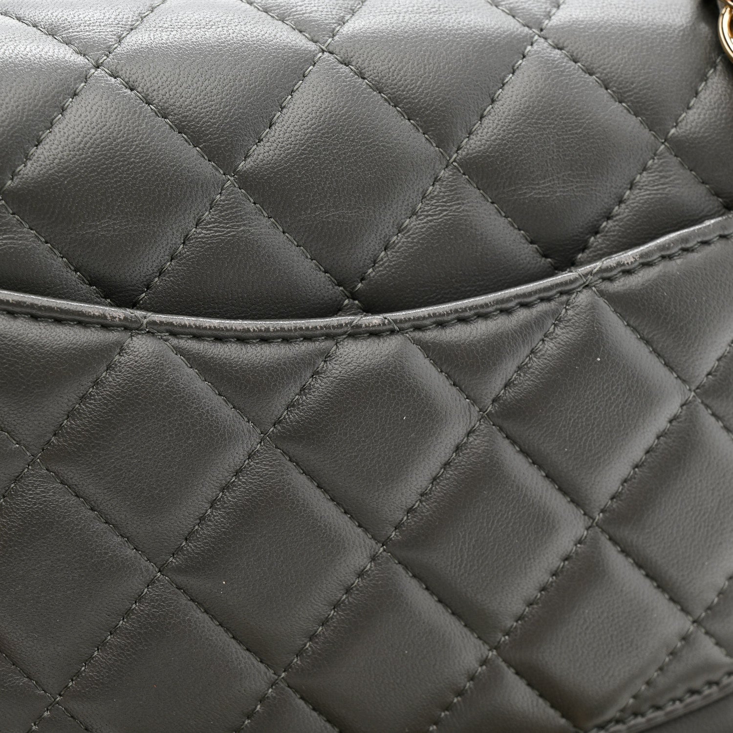 Chanel Lambskin Quilted Mini Rectangular Flap Dark Grey
