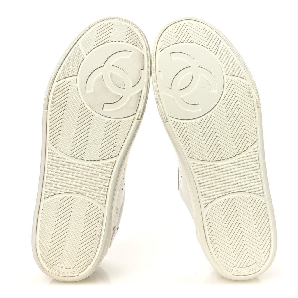 Calfskin Womens Logo Sneakers 38 White