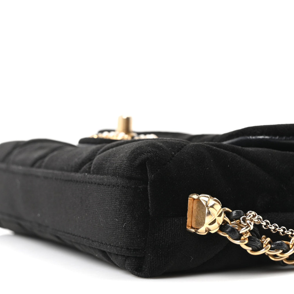Chanel Velvet Quilted Crush On Chains Flap Bag Black