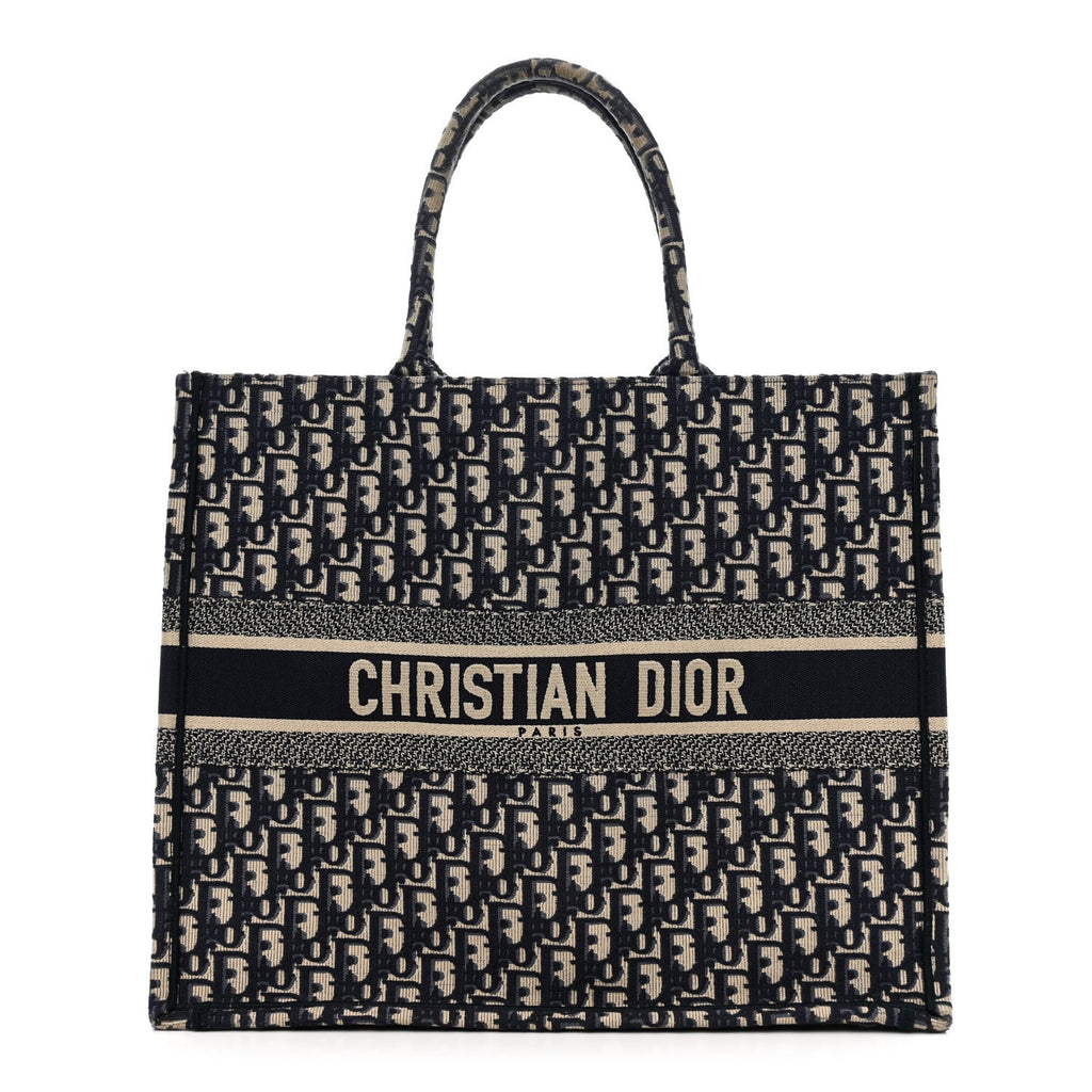 Christian Dior Oblique Large Book Tote Blue Multicolor