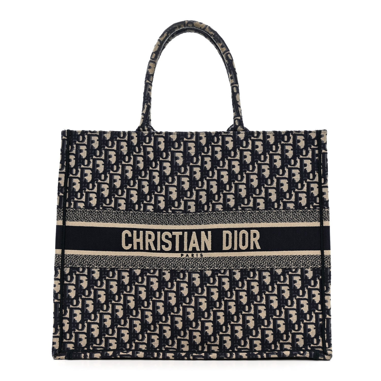 Christian Dior Oblique Large Book Tote Blue Multicolor