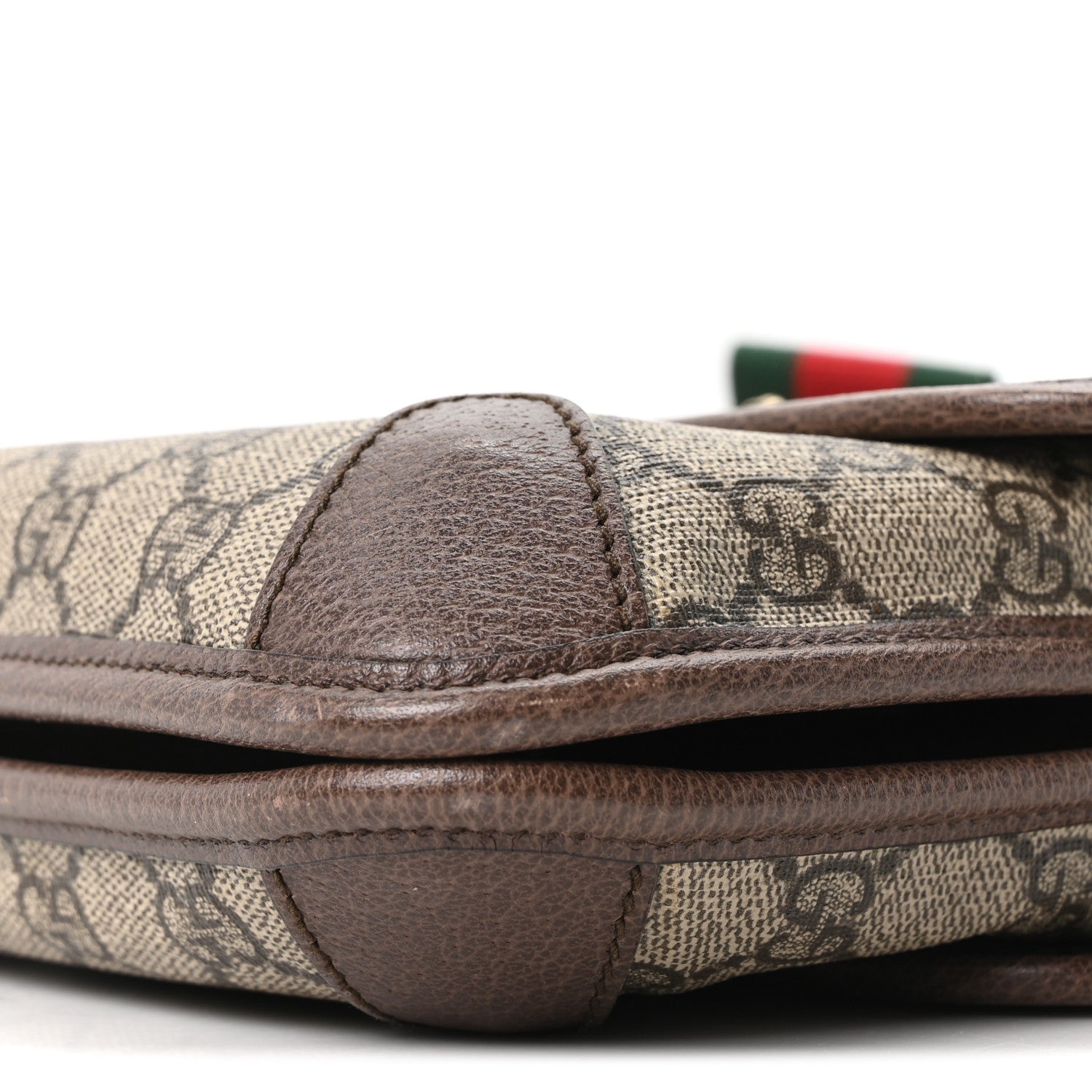 Gucci GG Supreme Monogram Web Small Neo Vintage Double Flap Messenger Bag Beige New Acero