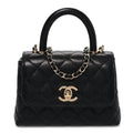 Chanel Caviar Quilted Coco Handle Clutch With Chain Black