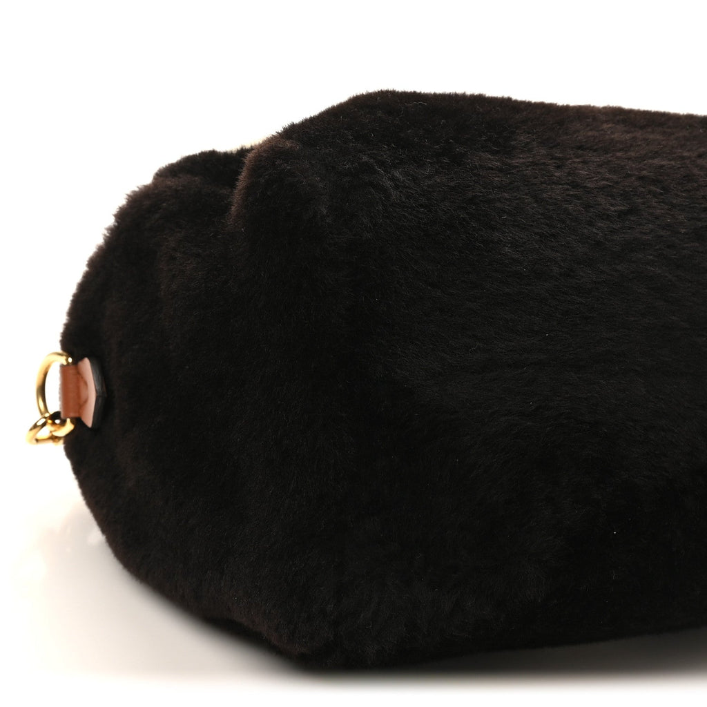 Louis Vuitton Shearling Monogram LV Ski Cozygram Speedy Bandouliere 25 Chocolate Cream
