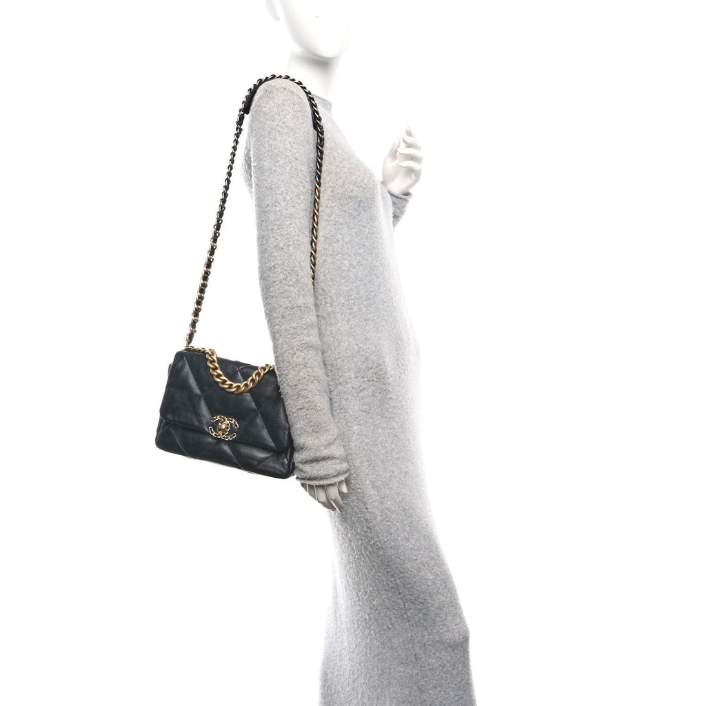 Chanel Lambskin Quilted Medium Chanel 19 Flap Black