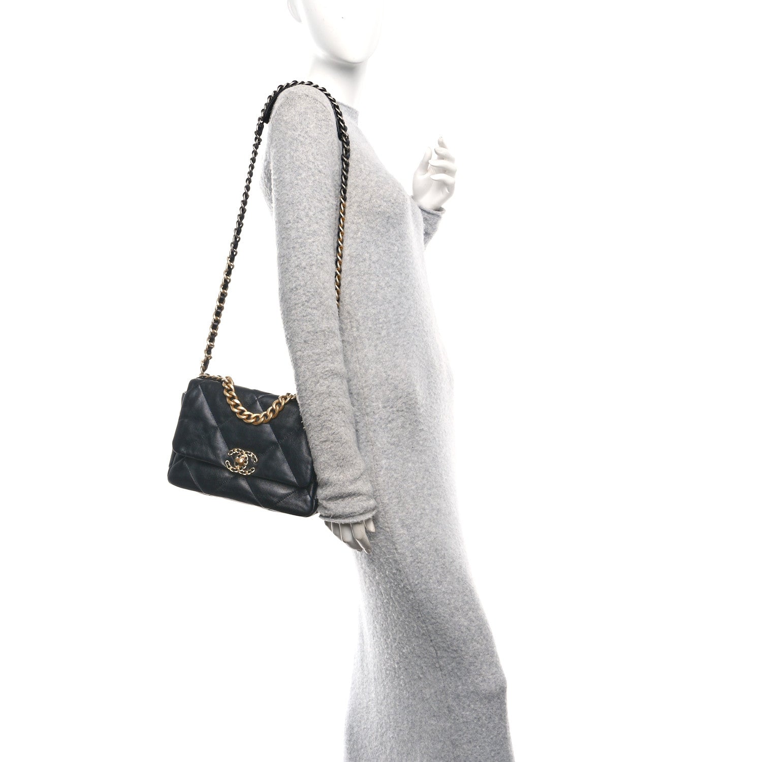 Chanel Lambskin Quilted Medium Chanel 19 Flap Black