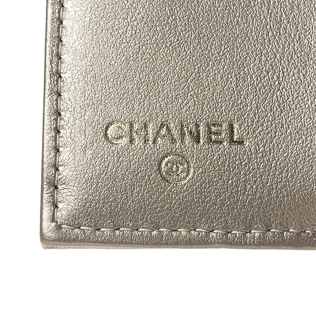 Metallic Aged Calfskin Quilted Reissue Compact Wallet Gold