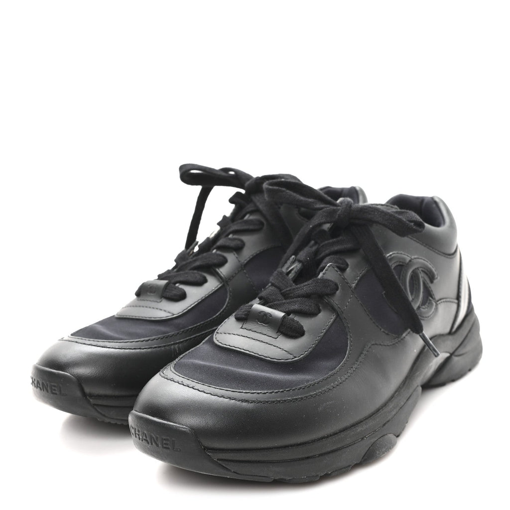 Lambskin Fabric CC Uniform Sneakers 39.5 Black