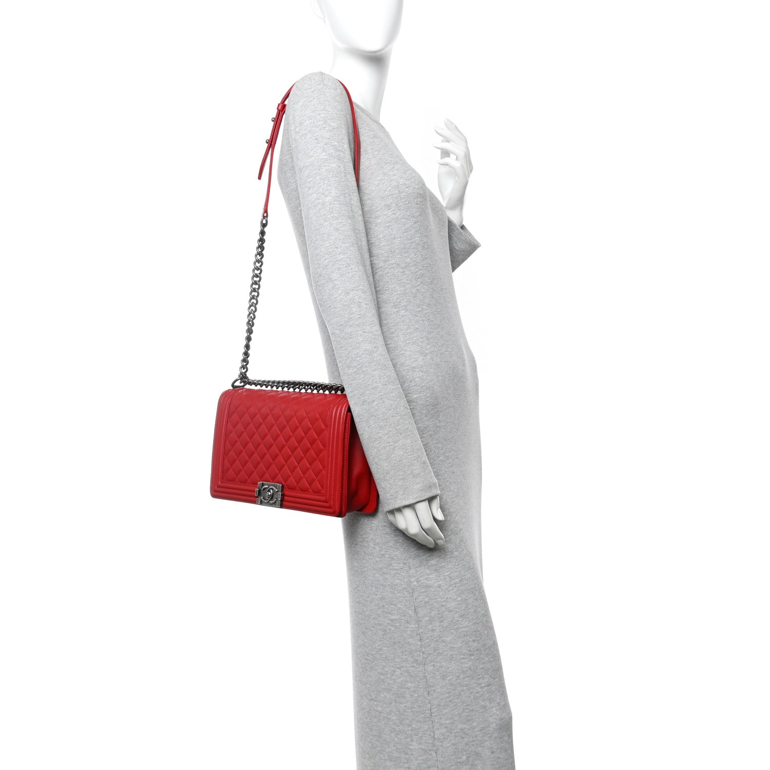Chanel Calfskin Quilted New Medium Boy Flap Red