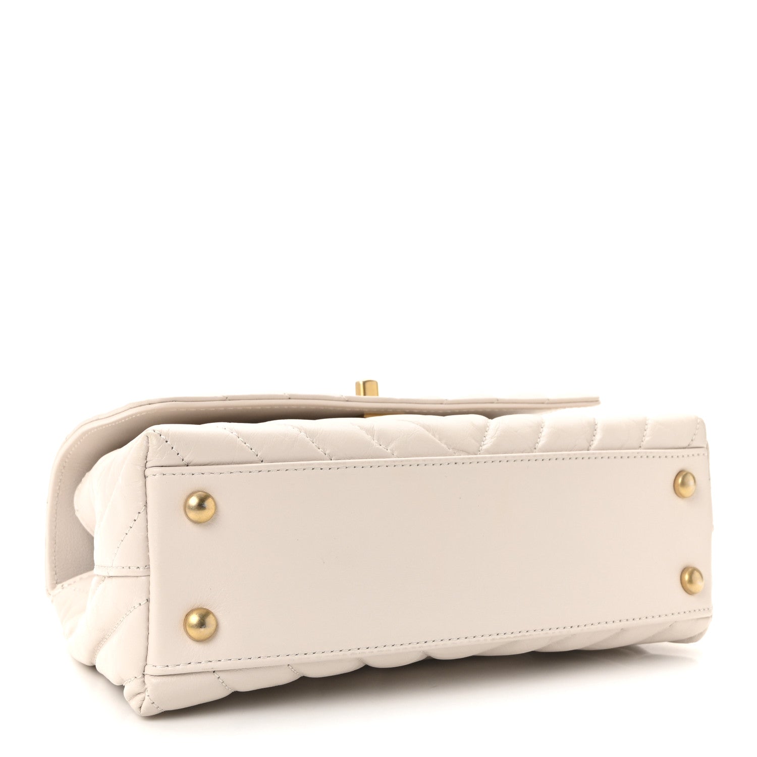 Chanel Calfskin Chevron Quilted Mini Coco Handle Flap Rose Pale