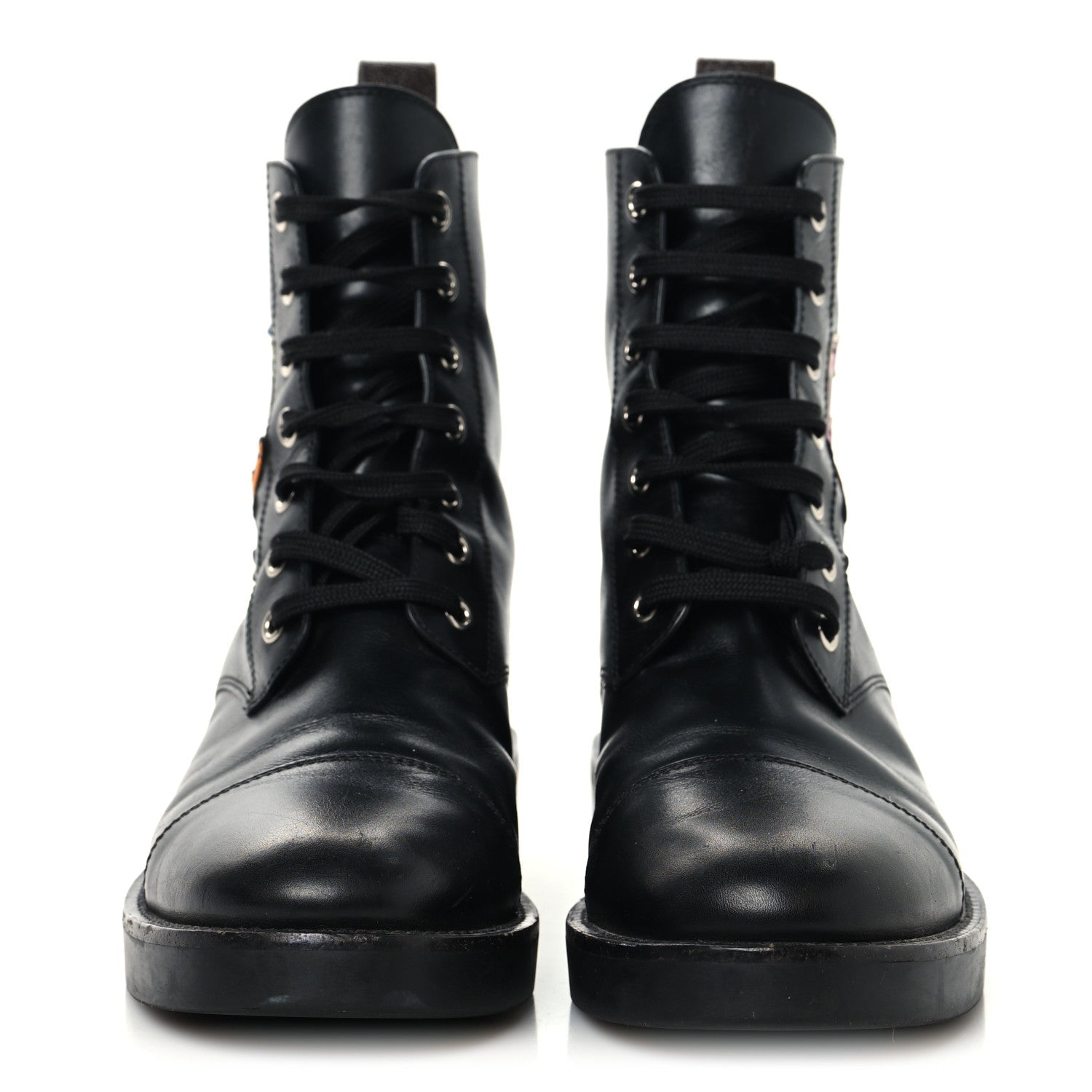 Louis Vuitton Calfskin LV Black Heart Flat Ranger Boots 37 Black