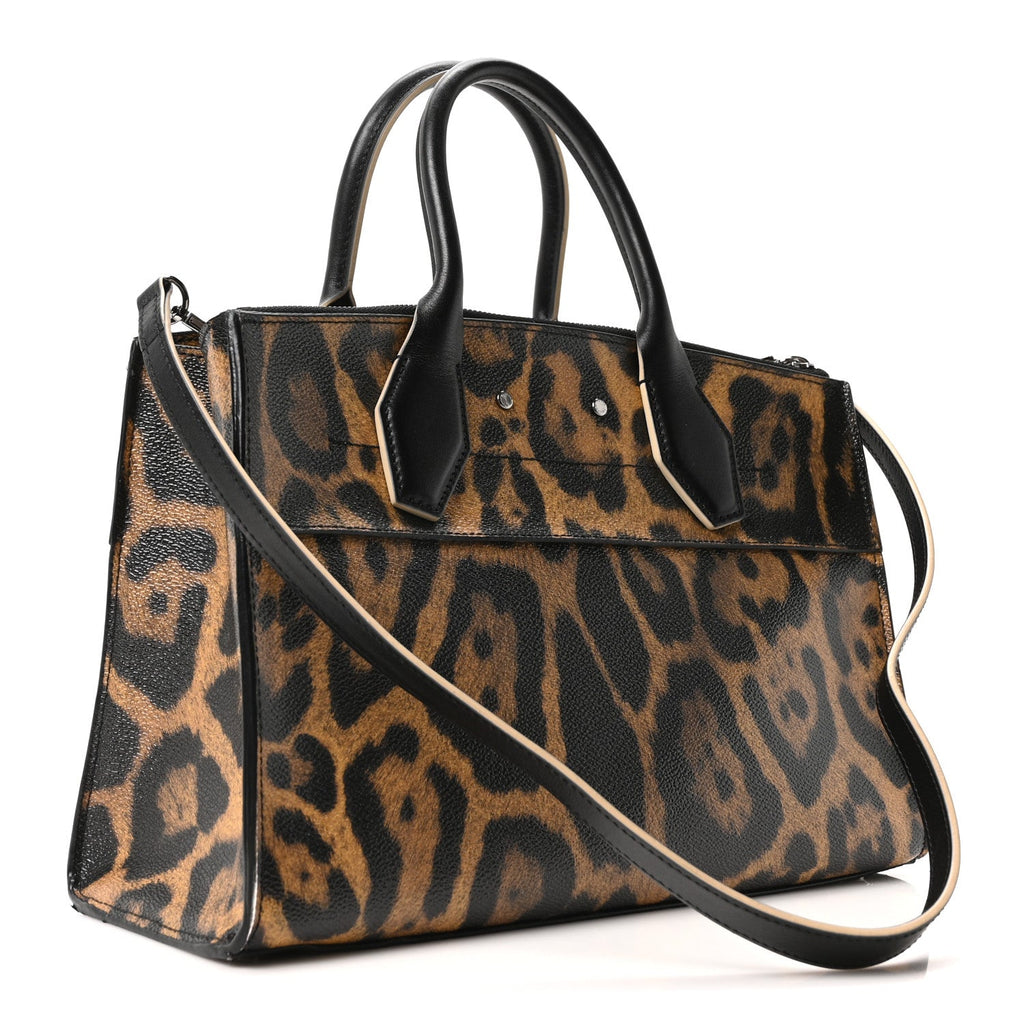 Louis Vuitton Canvas Calfskin Wild Animal Print City Steamer EW Marron