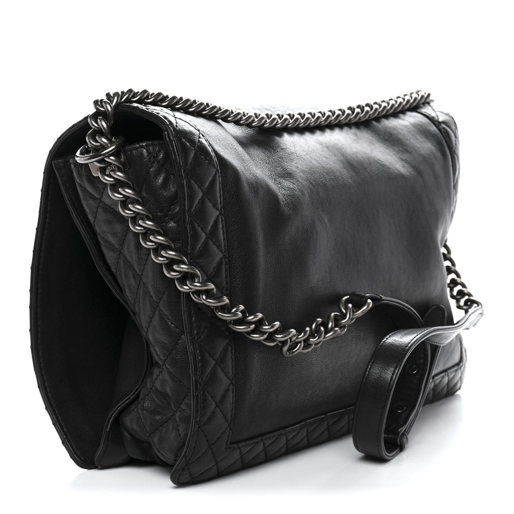 Chanel Calfskin Large Boy Reverso Flap Black