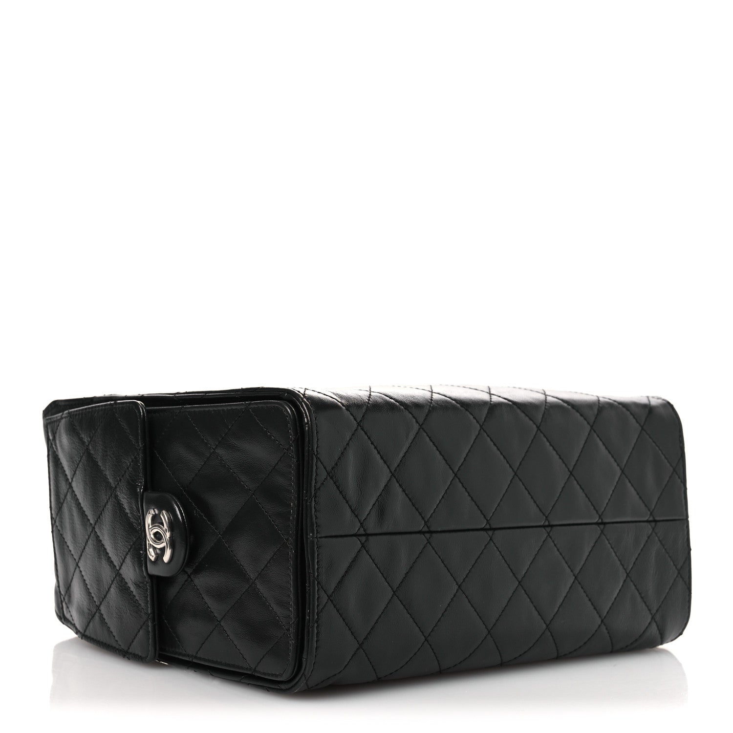 Chanel Shiny Crumpled Calfskin Quilted Small Chanel 25 Handbag Black