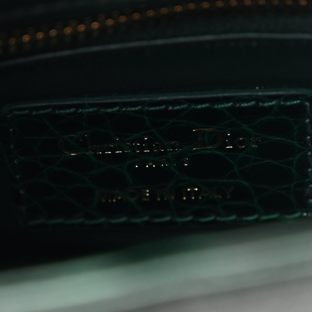 Christian Dior Alligator Crystal Mini Lady Dior Dark Green