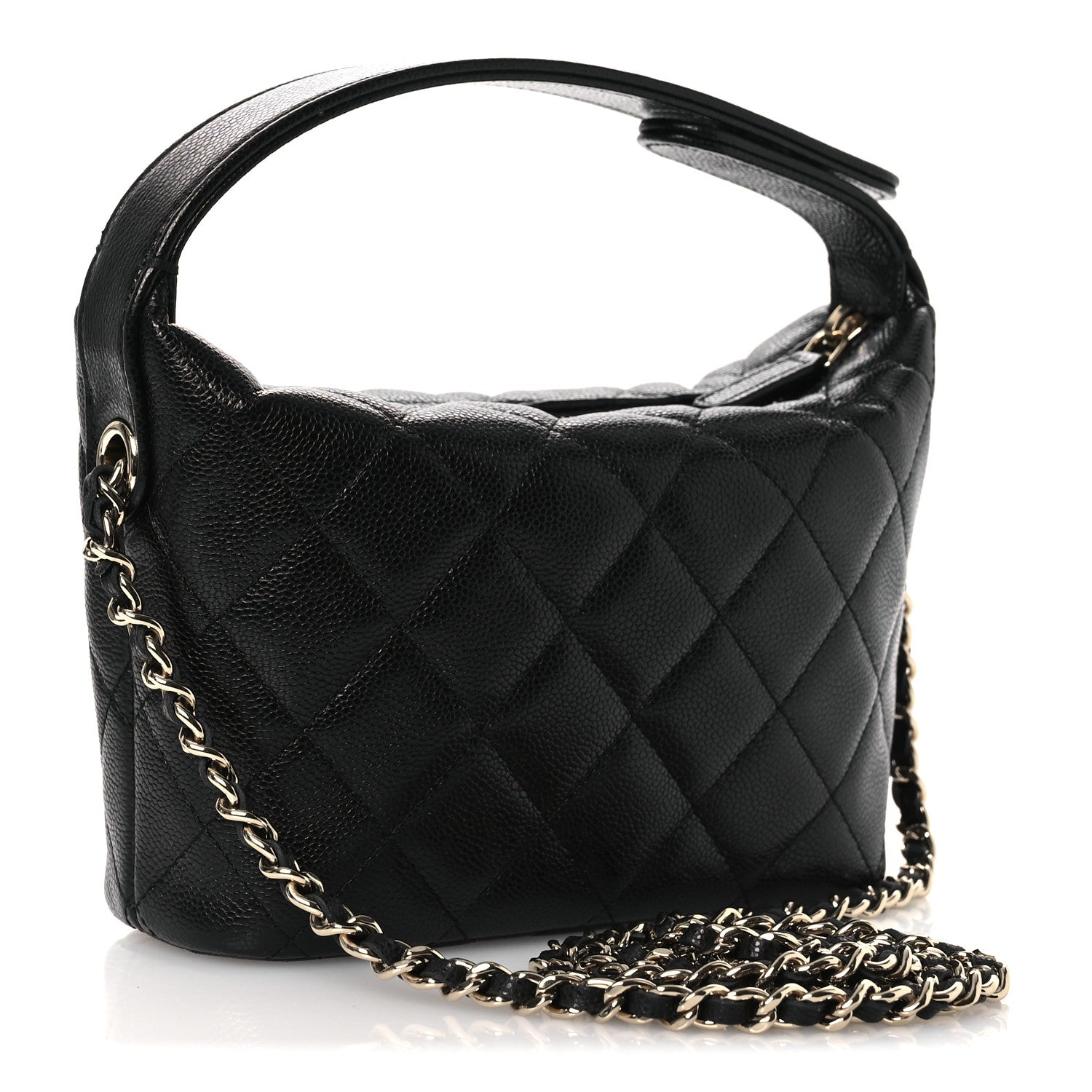Chanel Caviar Quilted Hobo Clutch With Chain Black