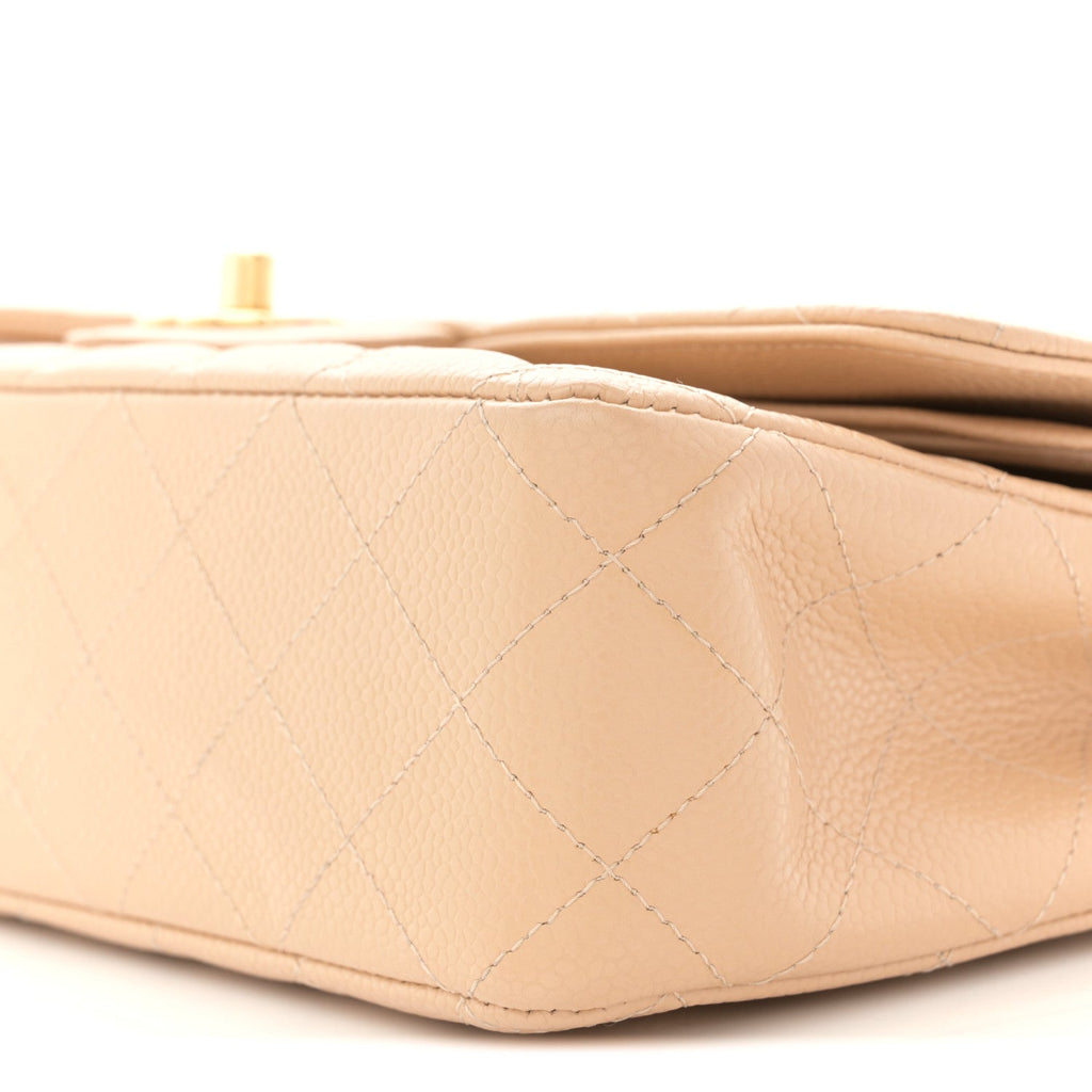 Chanel Caviar Quilted Medium Double Flap Beige