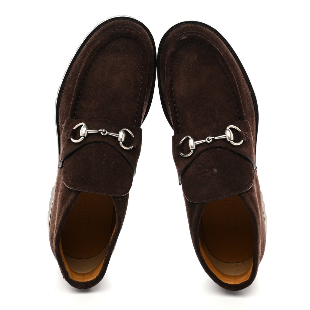 Gucci Suede Mens Horsebit Ankle Boots 8 Dark Brown