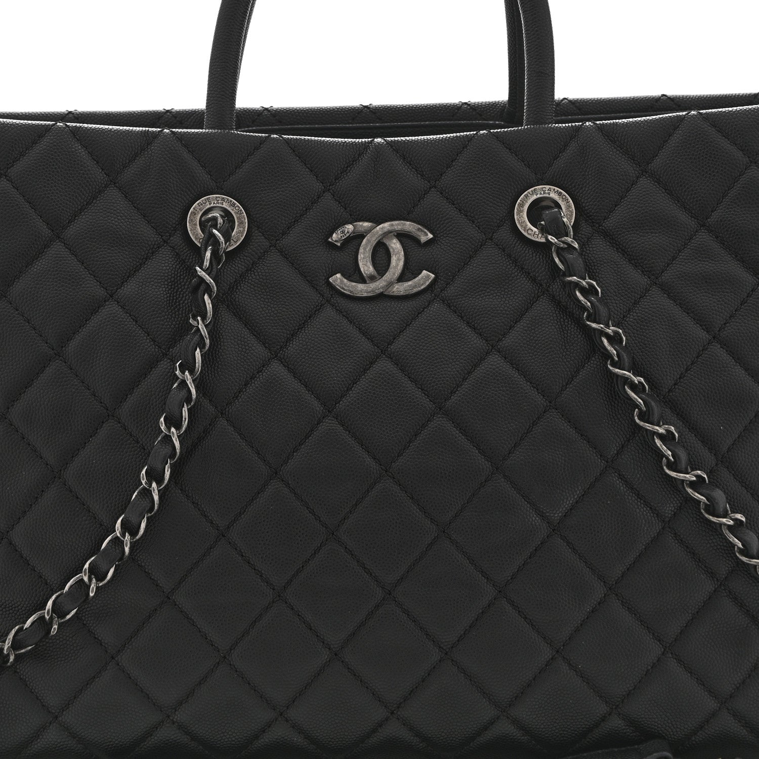 Chanel Caviar Quilted Large Coco Handle Shopping Tote Black