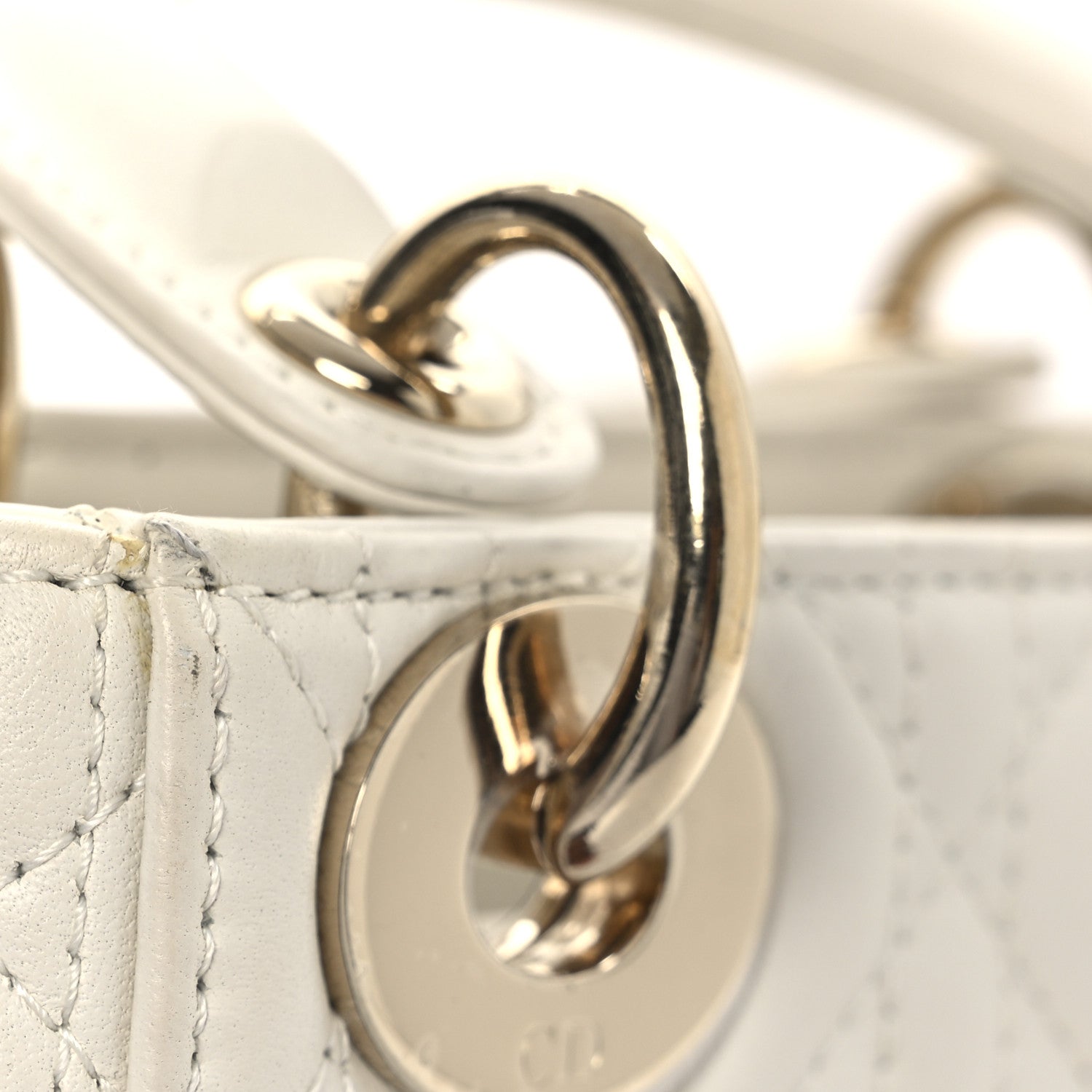 Christian Dior Lambskin Cannage Mini Lady Dior White