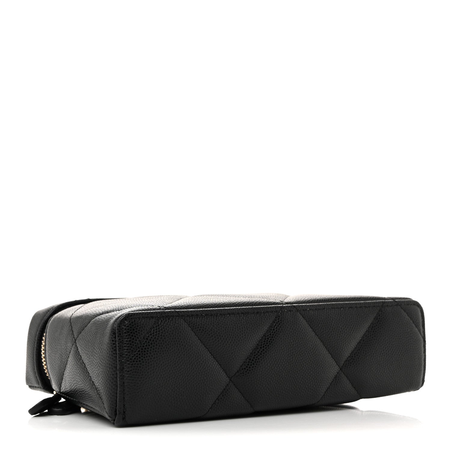 Chanel Caviar Quilted Top Handle Slim Vanity With Chain Black