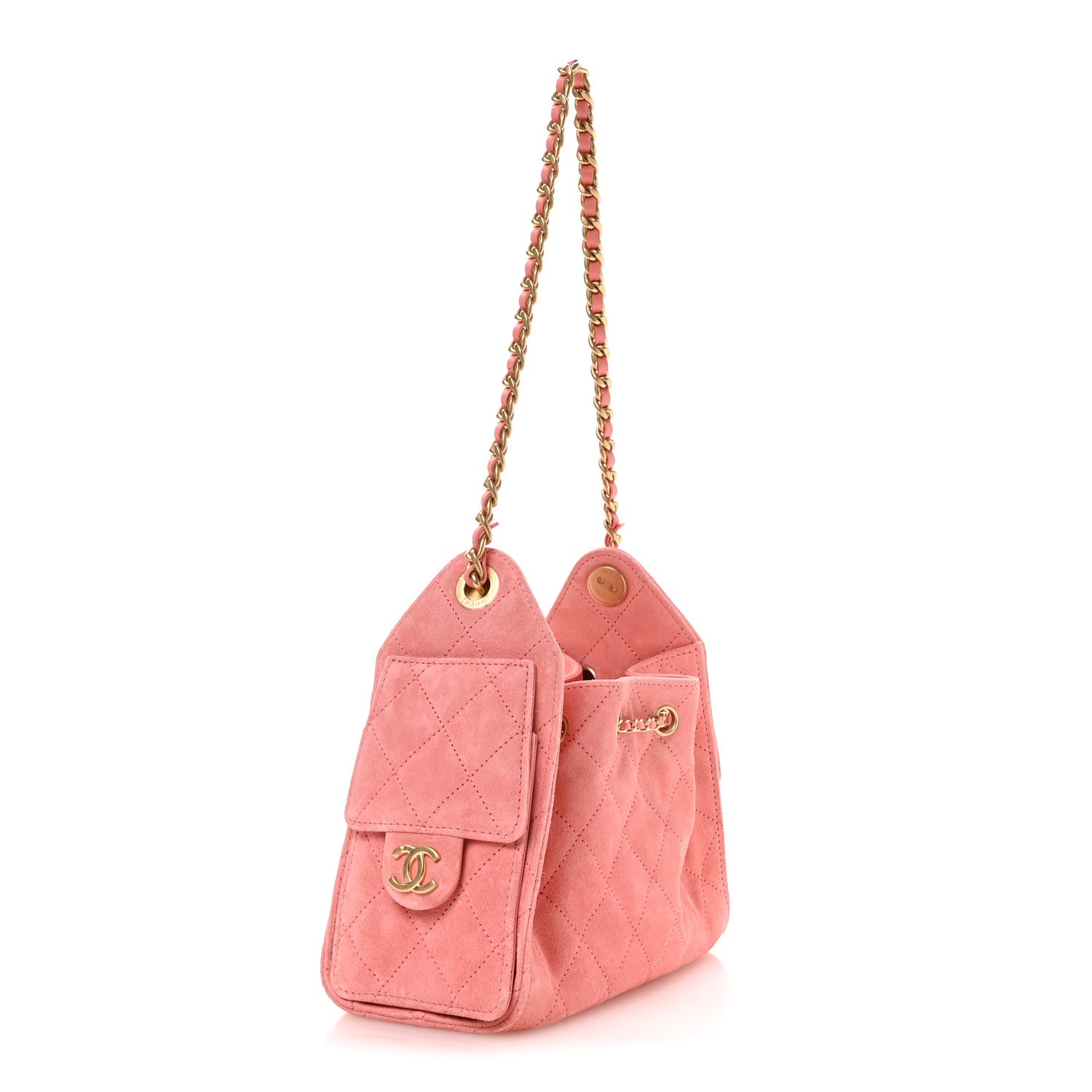 Chanel Suede Quilted Mini Chanel 25 Handbag Pink
