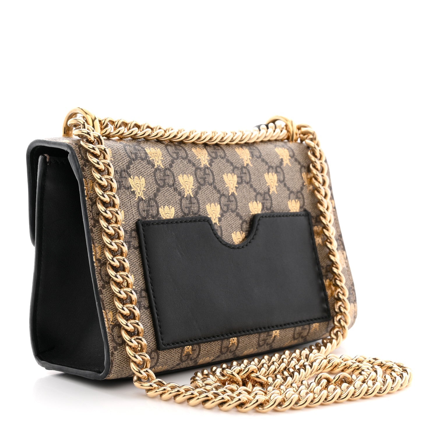 Gucci GG Supreme Monogram Bees Small Padlock Shoulder Bag Black