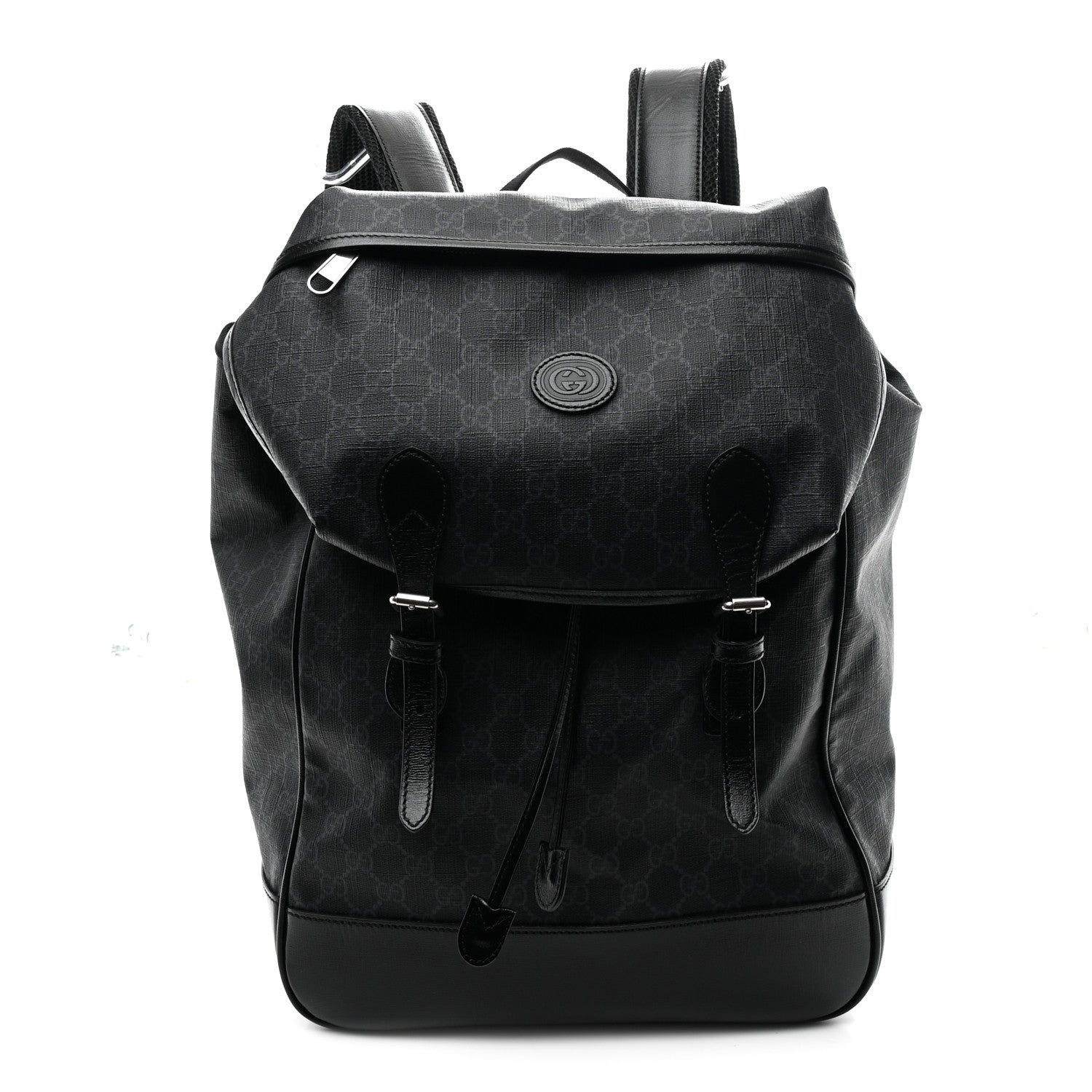 Gucci GG Supreme Monogram Azalea Calfskin Medium Retro Interlocking G Backpack Black