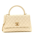 Chanel Caviar Quilted Small Coco Handle Flap White