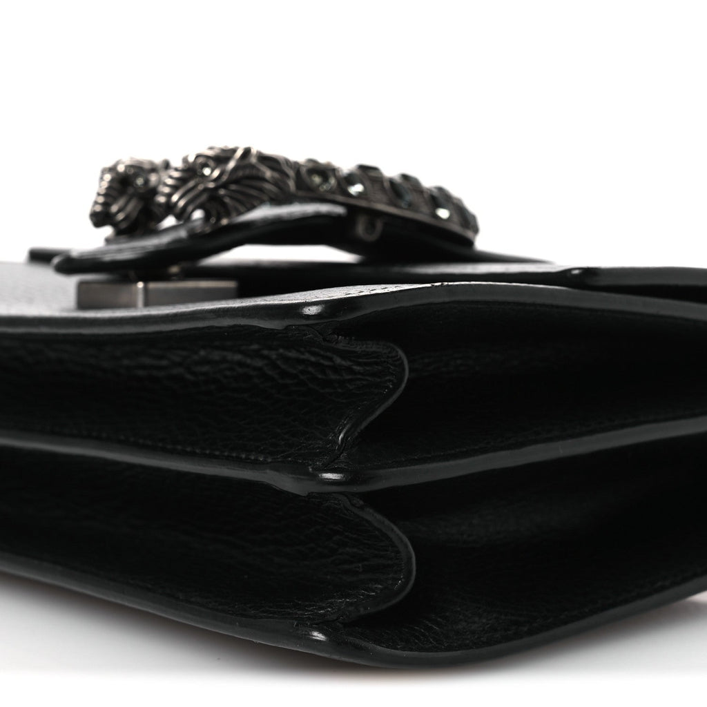 Gucci Dollar Calfskin Crystal Web Mini Dionysus Bamboo Top Handle Bag Black Black Diamond