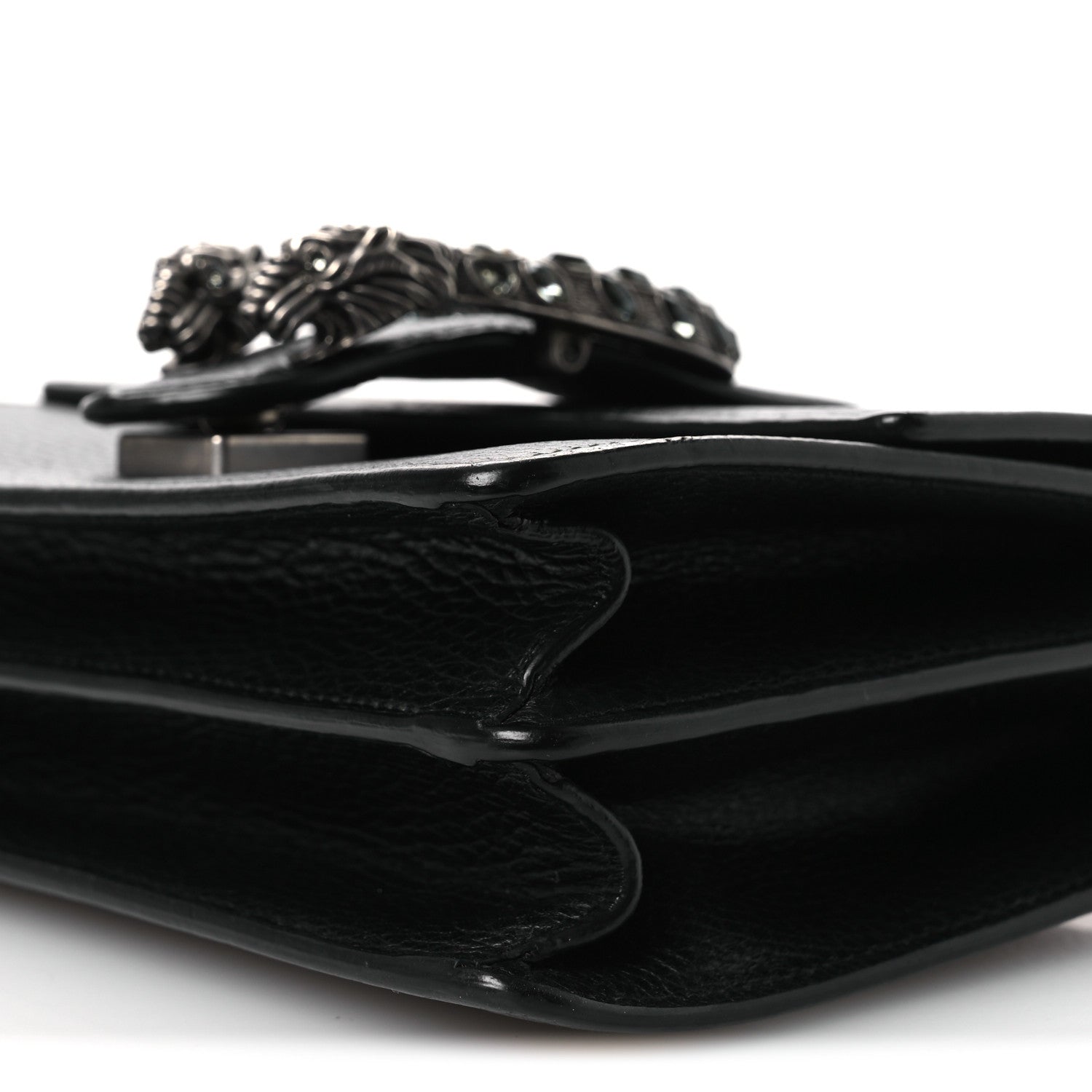 Gucci Dollar Calfskin Crystal Web Mini Dionysus Bamboo Top Handle Bag Black Black Diamond