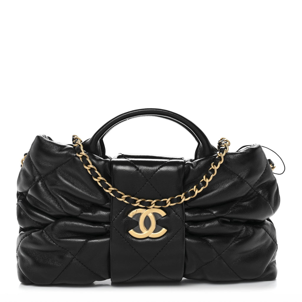 Chanel Lambskin Quilted Mini Bow Bag Black