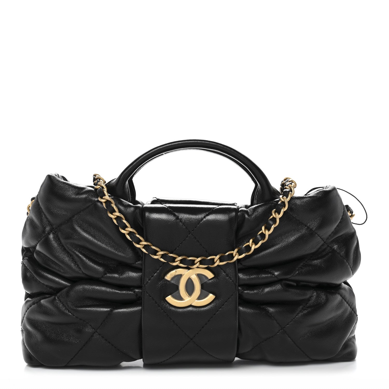 Chanel Lambskin Quilted Mini Bow Bag Black