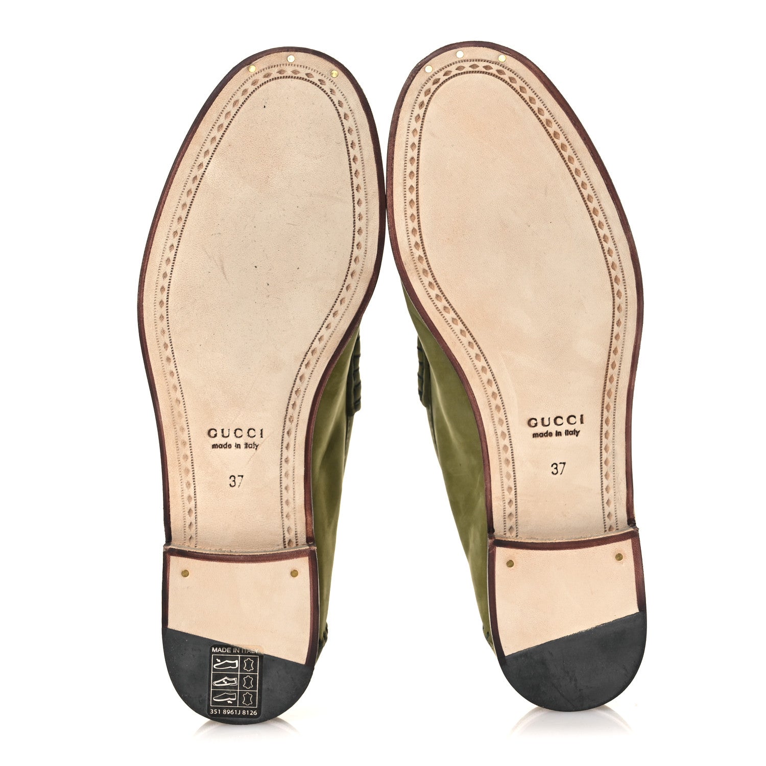 Gucci Nubuck Womens Horsebit Loafers 37 Herbs Light Green