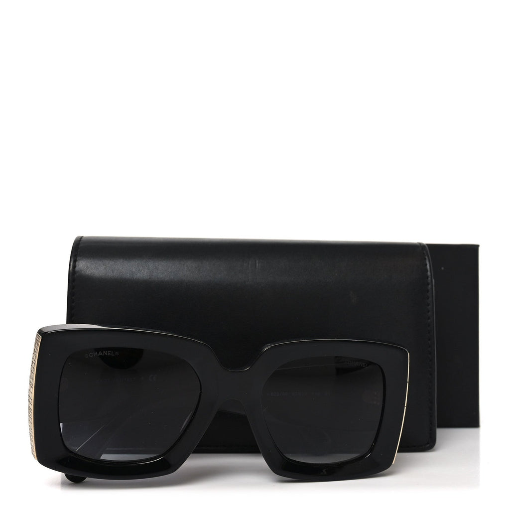 Acetate Rectangle Sunglasses 5435-A Black