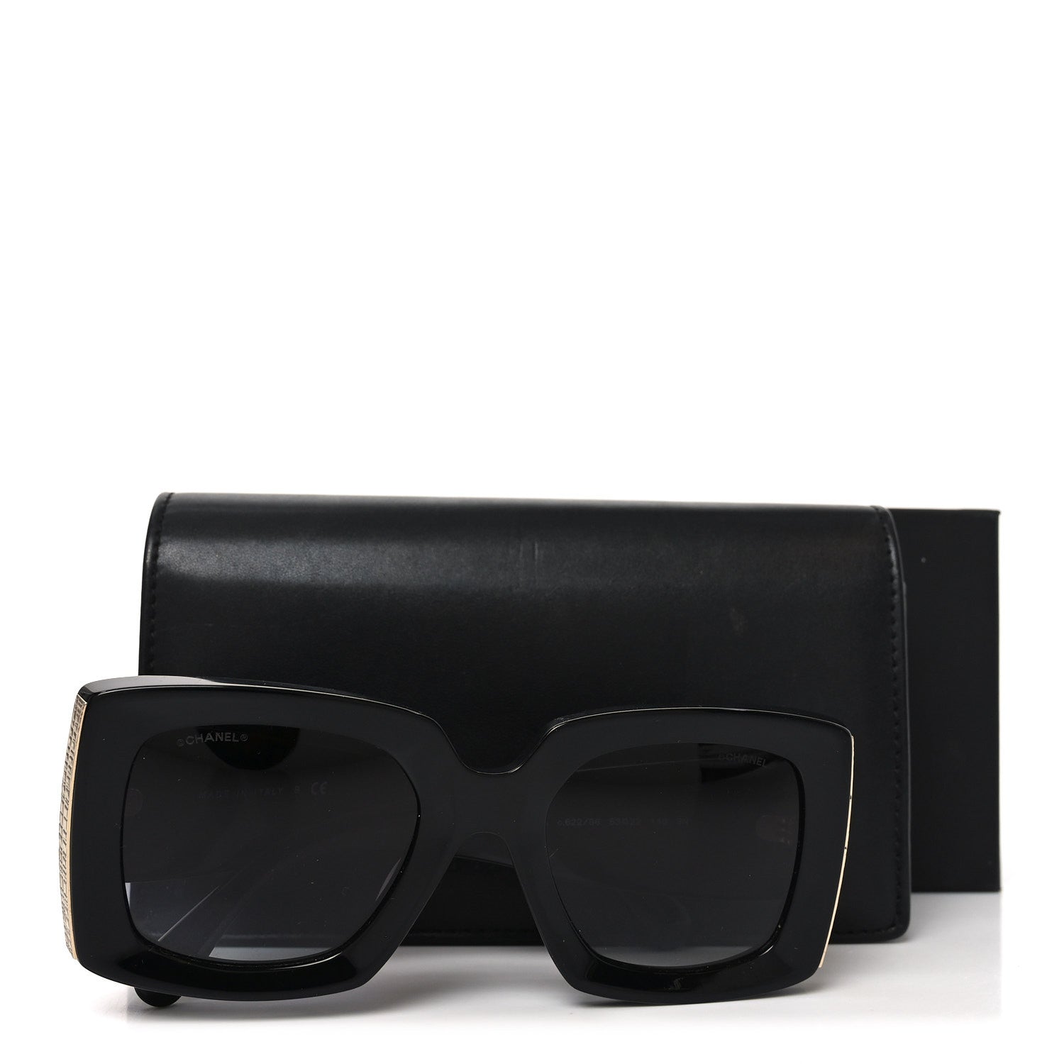 Acetate Rectangle Sunglasses 5435-A Black