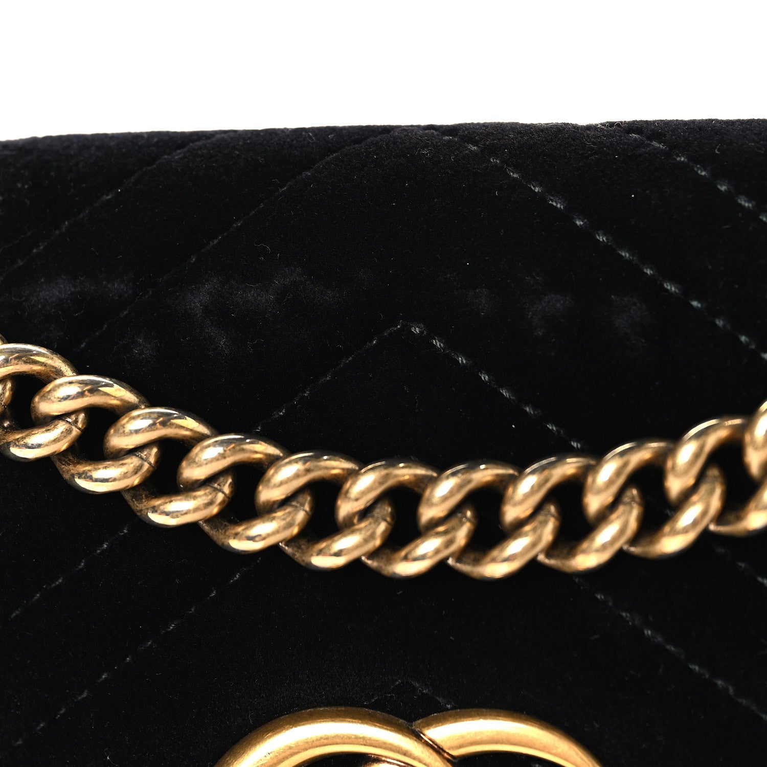Gucci Velvet Matelasse Mini GG Marmont Shoulder Bag Black