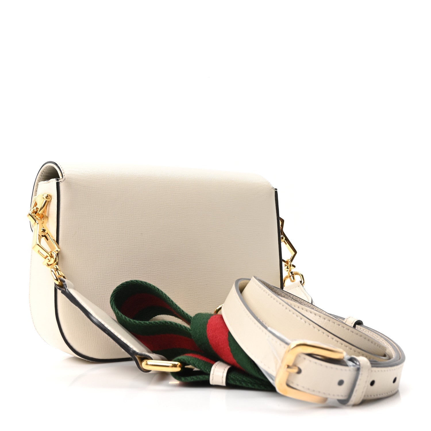 Gucci Azalea Calfskin Web Mini Horsebit 1955 Shoulder Bag Mystic White