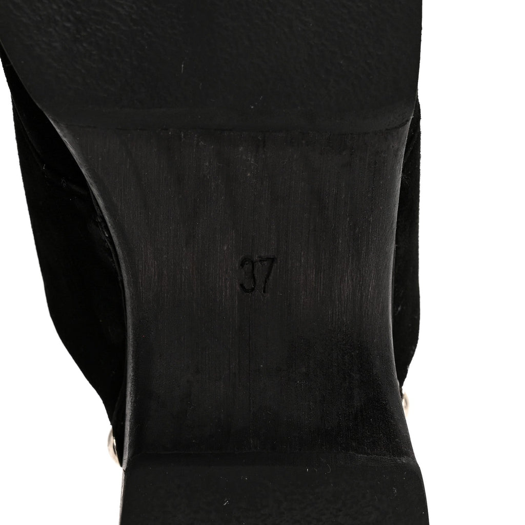 Chanel Suede CC Clogs 37 Black