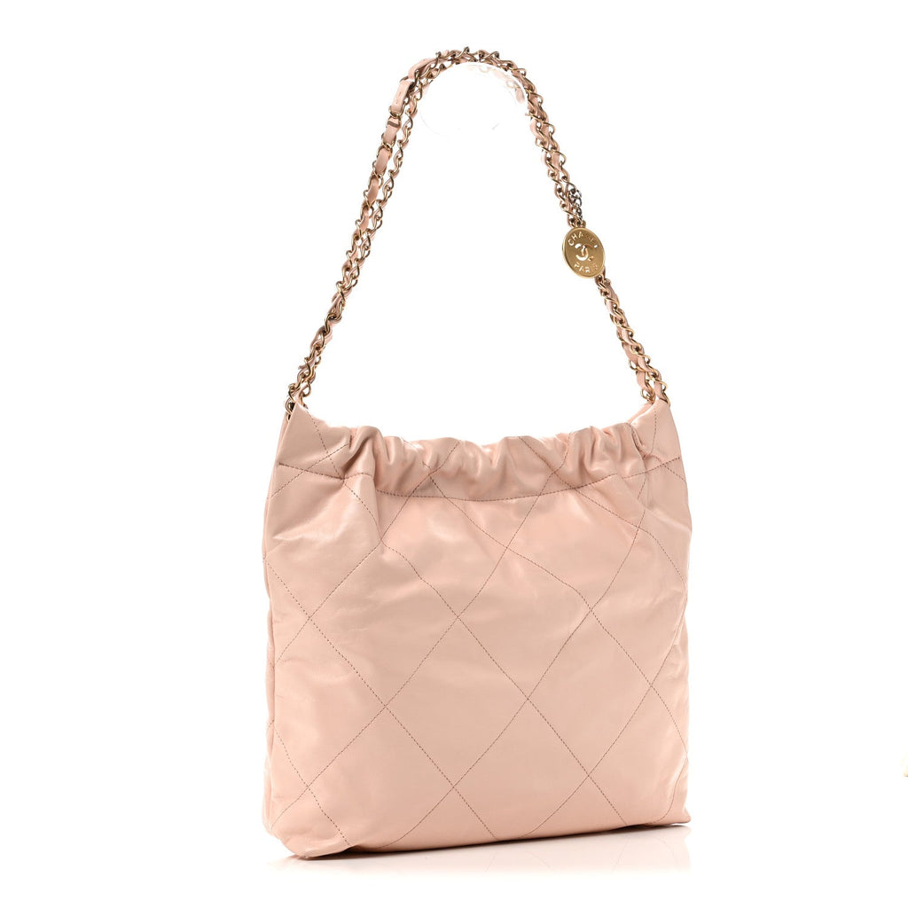 Chanel Shiny Calfskin Quilted Small Chanel 22 Light Pink