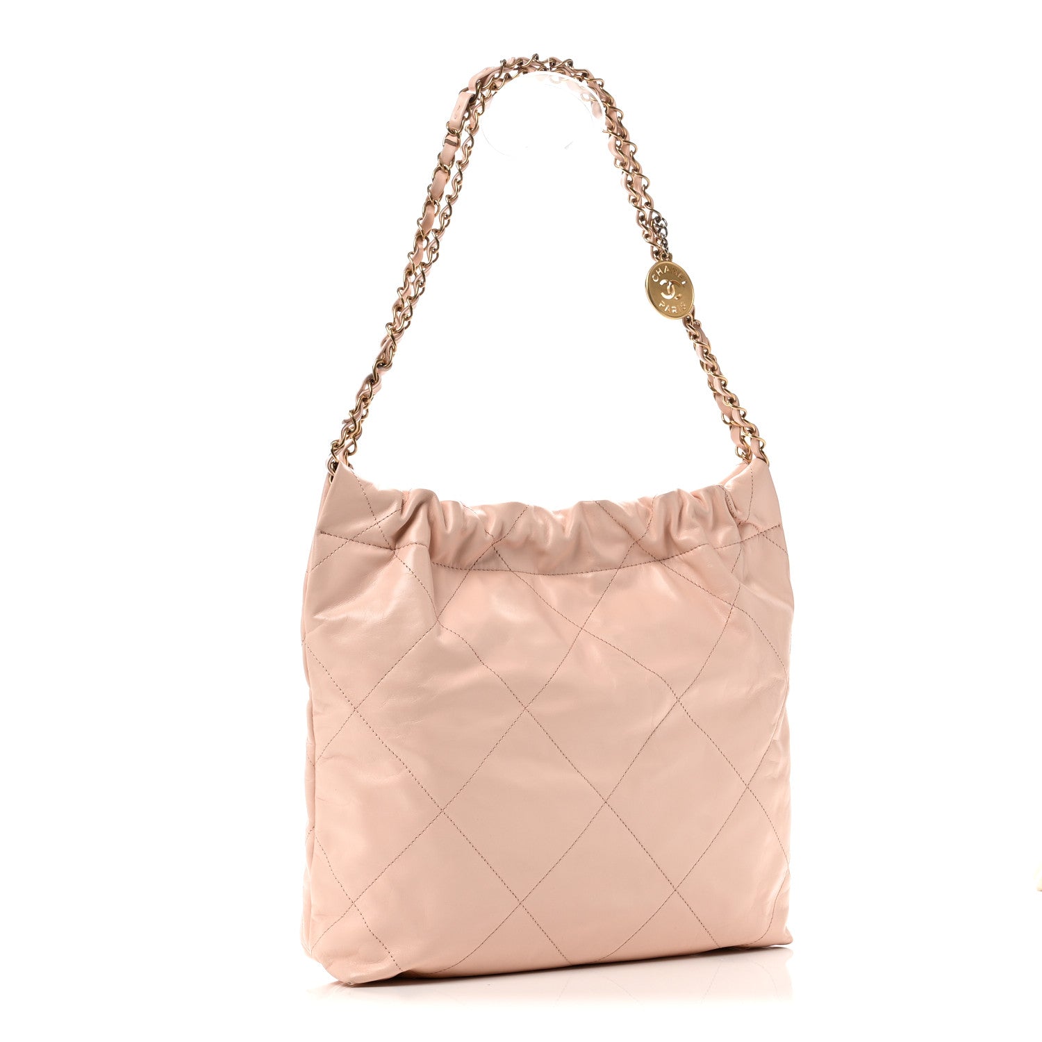 Chanel Shiny Calfskin Quilted Small Chanel 22 Light Pink