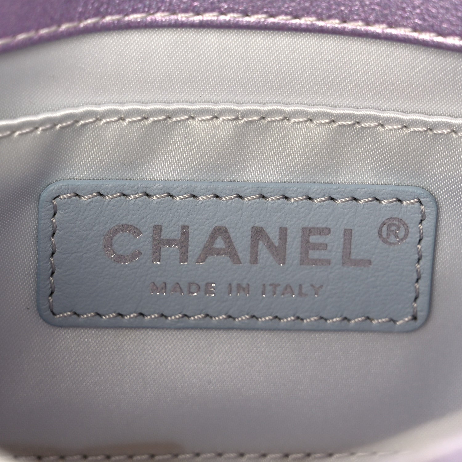 Chanel Gradient Metallic Calfskin Quilted Clutch Silver Blue Yellow Purple
