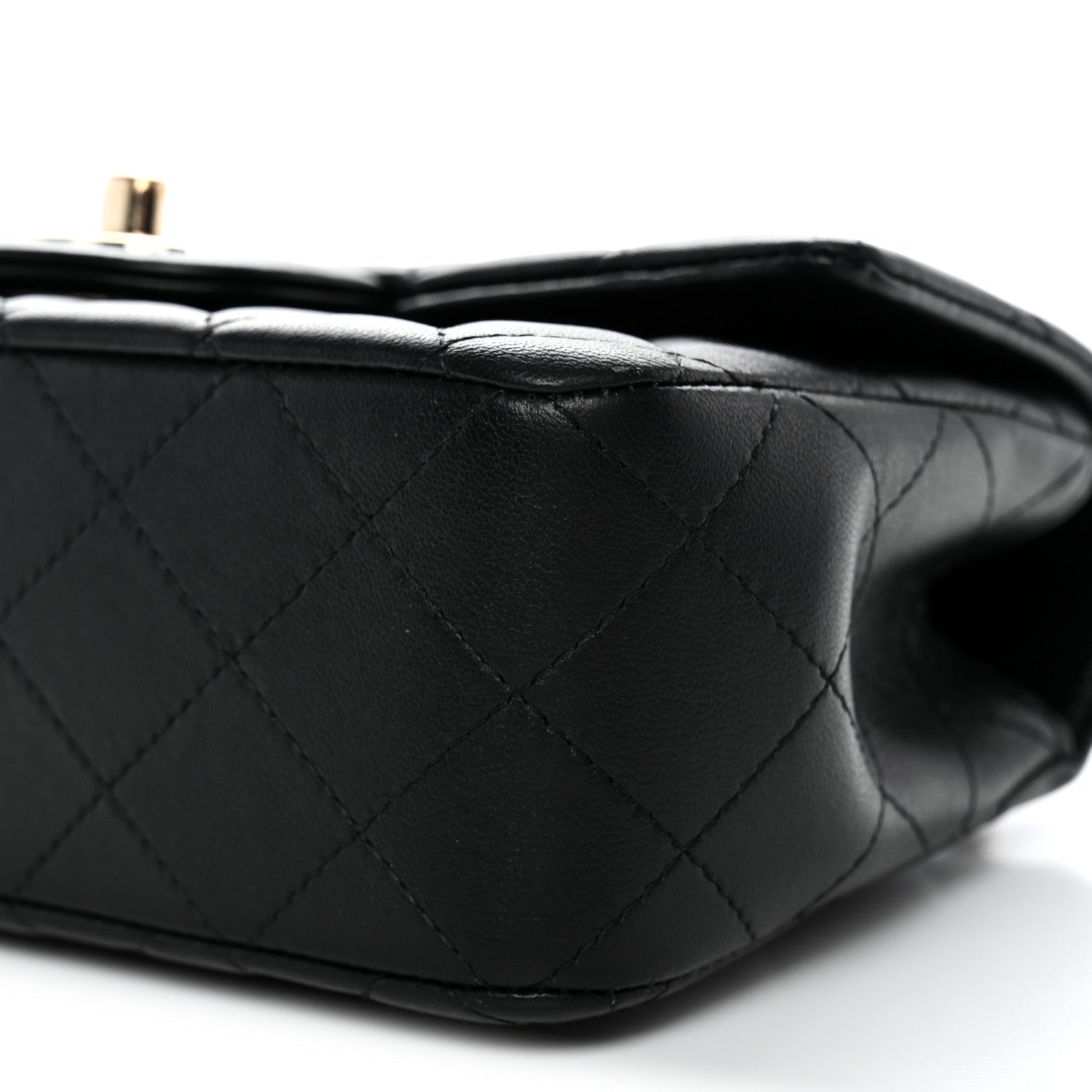 Chanel Lambskin Quilted Mini Top Handle Rectangular Flap Black