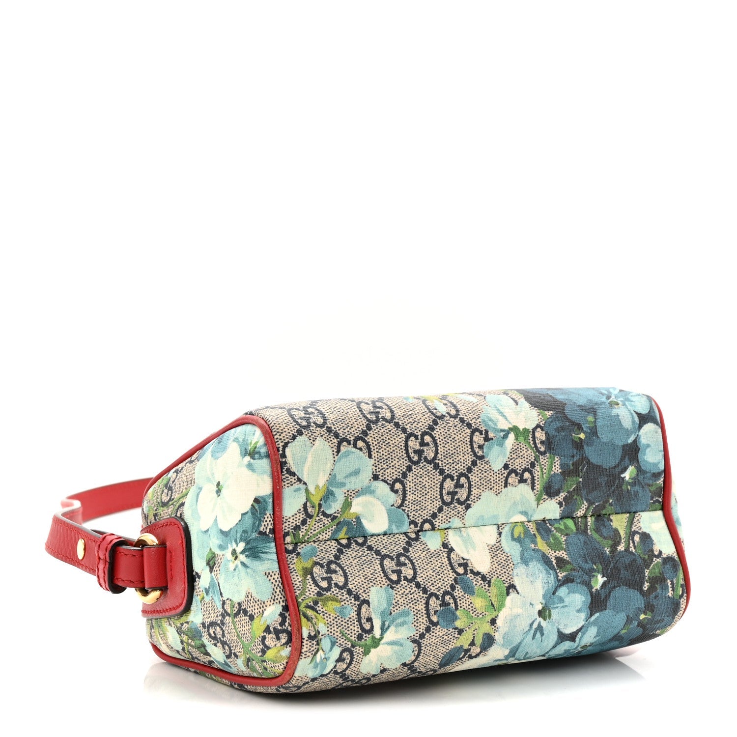 Gucci GG Supreme Monogram Blooms Mini Boston Navy Blue Hibiscus