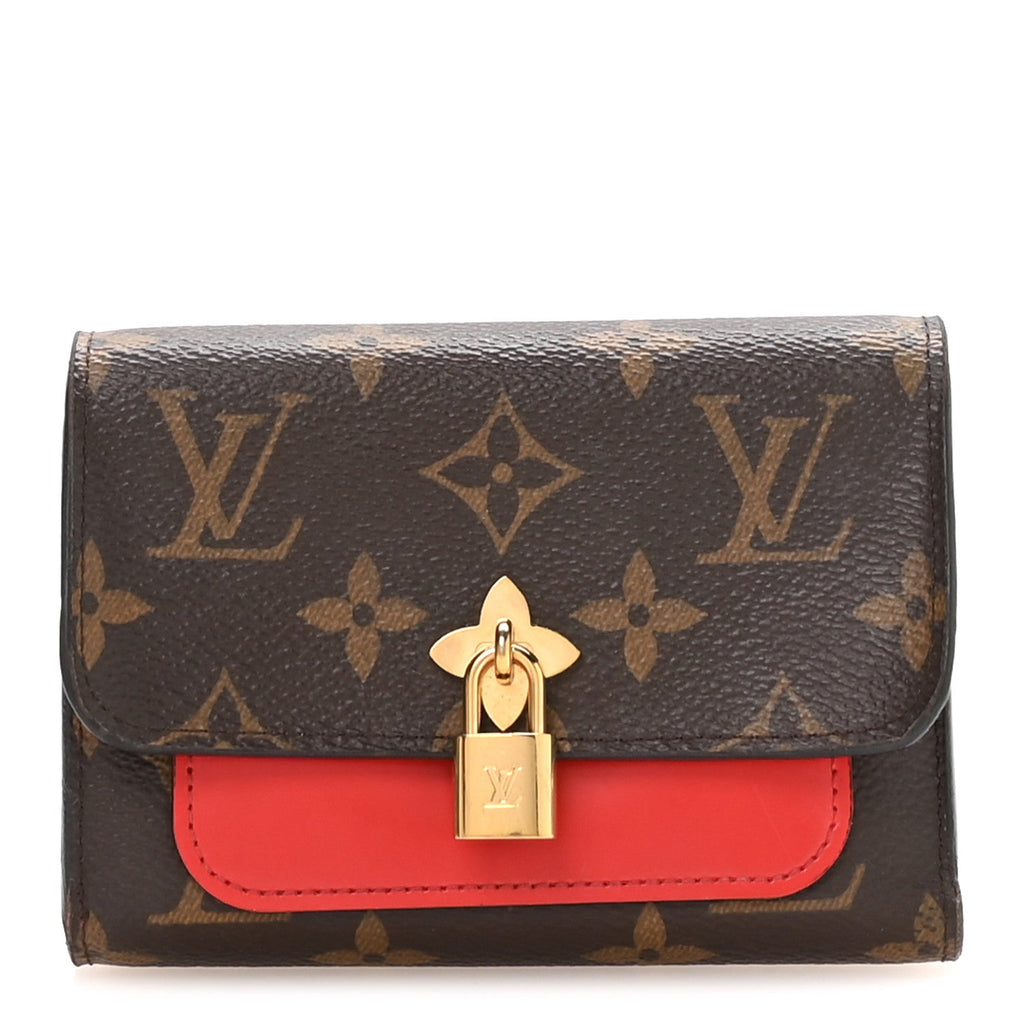 Louis Vuitton Monogram Flower Lock Compact Wallet Coquelicot