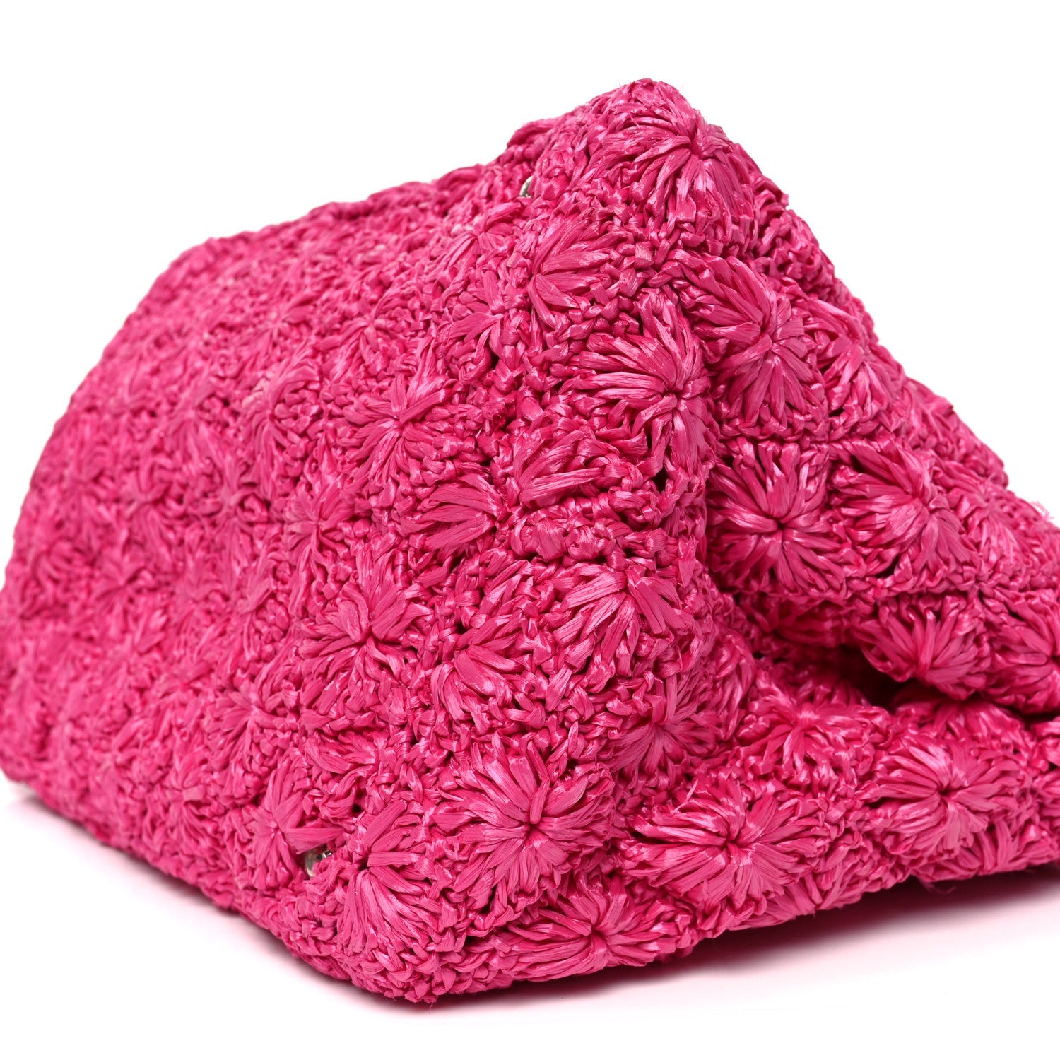 Prada Raffia Crochet Tote Fuchsia