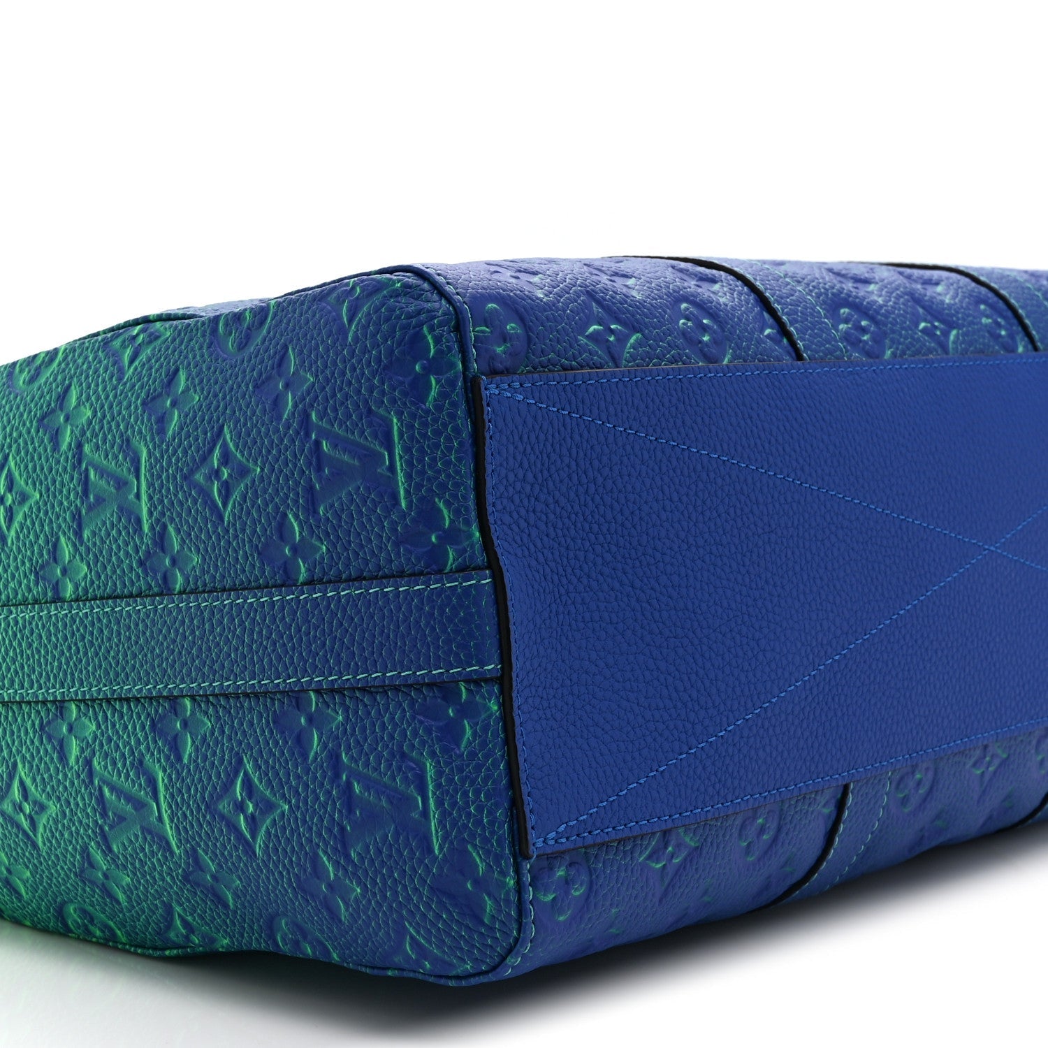 Louis Vuitton Taurillon Illusion Keepall Tote Bleu Vert