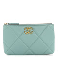 Goatskin Quilted Small Chanel 19 Pouch Light Blue